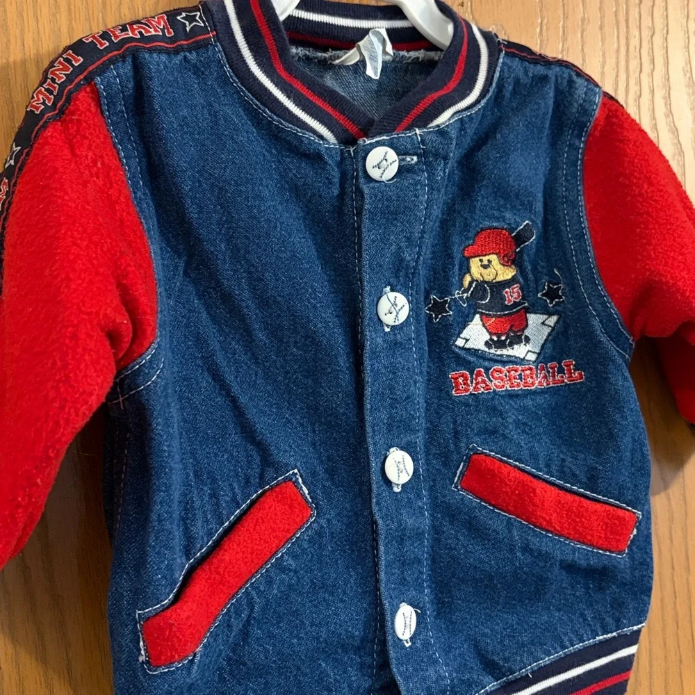 Vintage Infant Baseball Denim Jean Jacket‎ 12M